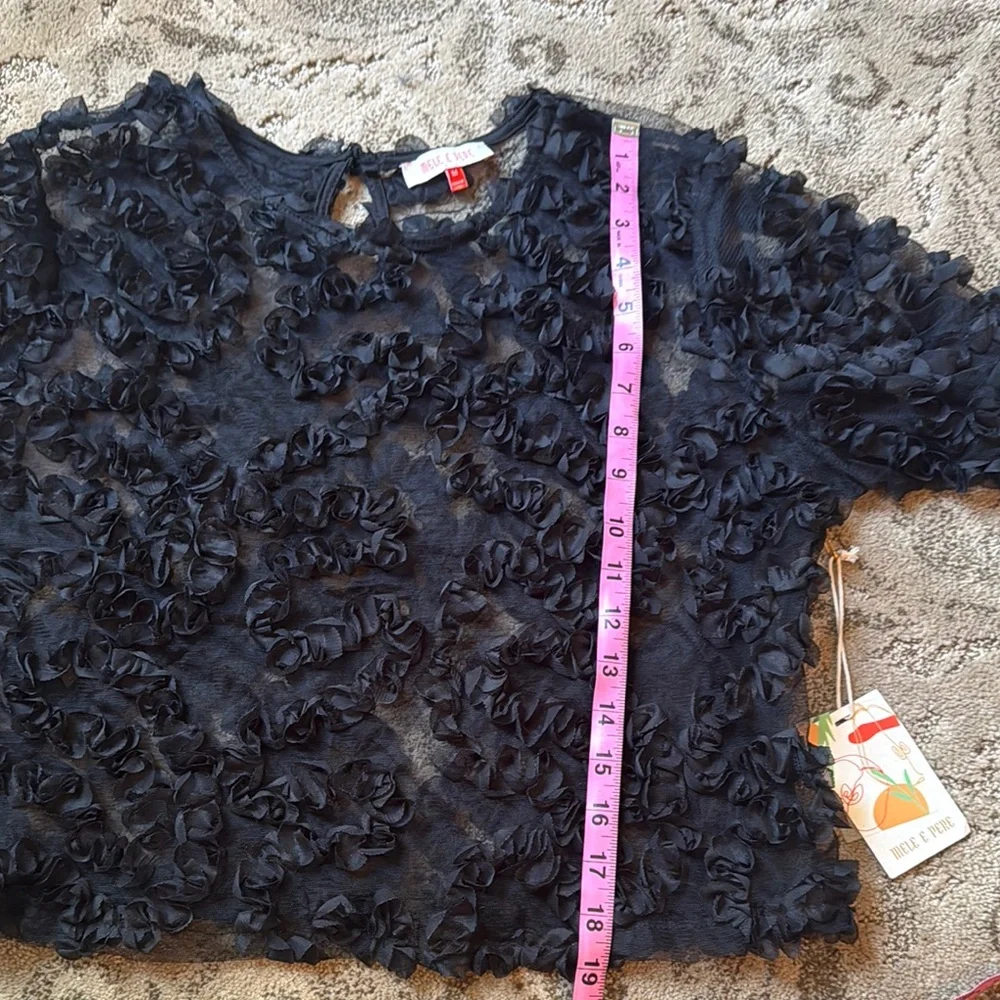 Black Floral Sheer Top